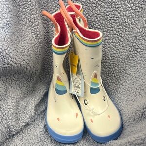 Cat & Jack Unicorn Kids Boots - Cream and Blue
